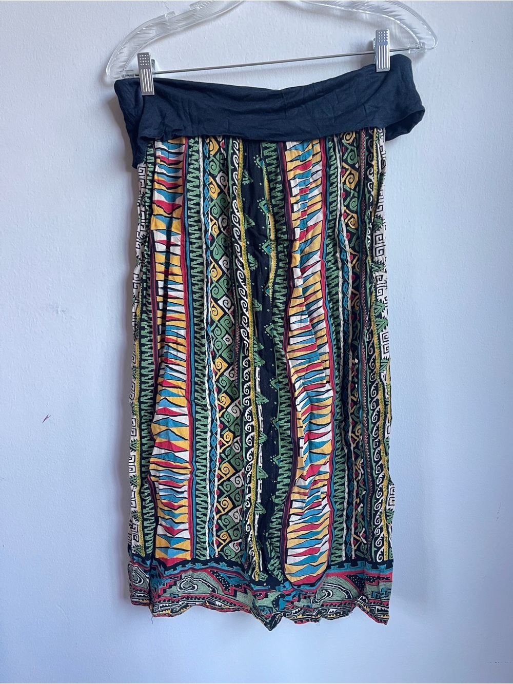 Vintage 90s Angie Bohemian Multicolor Geometric Maxi Skirt/Strapless Dress